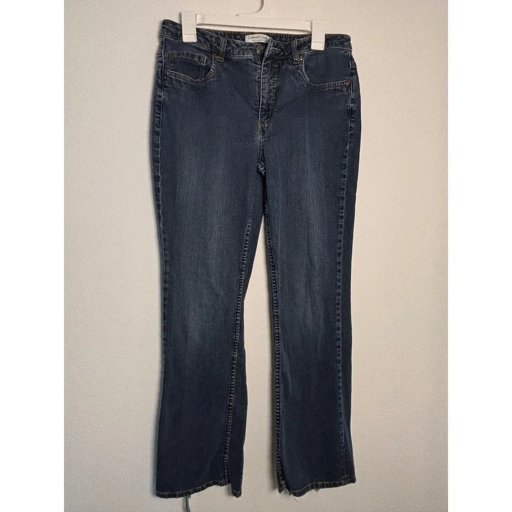Coldwater Creek Natural Fit Dark Wash Straight‎ Leg Distressed Hem Jeans Size 12